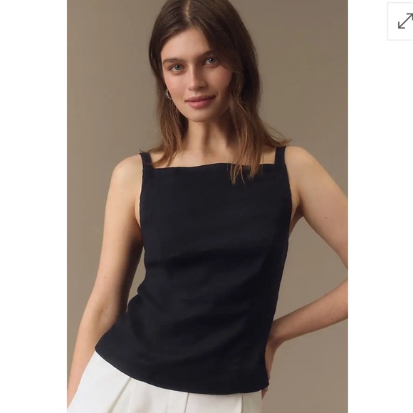 Anthropologie Tops - Anthropologie Black Square Neck Linen Top